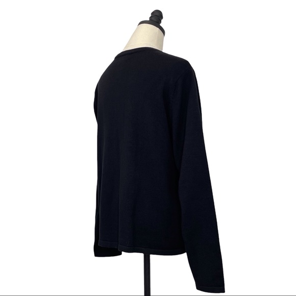 Poinsettia Christmas Tree Theme Cardigan Black with Red & Yellow Size XL - Picture 4 of 11